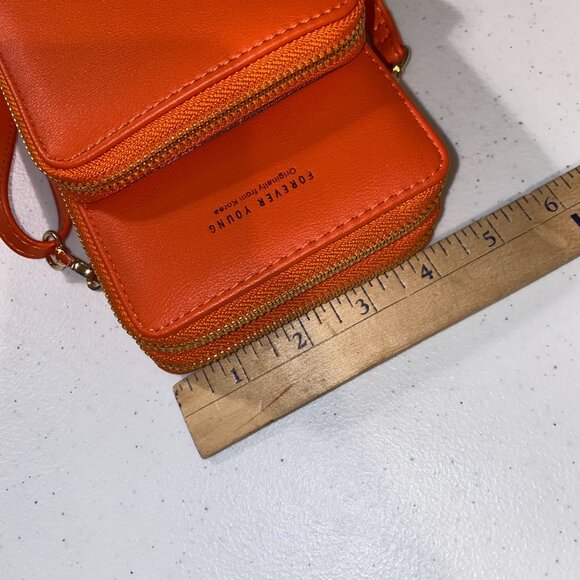 Small Crossbody Purse Cell Phone Bag Orange Purse Handbag Credit Card Slots - Picture 4 of 15